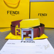 Fendi FF Logo Print Pattern Reversible Leather Belt In Red