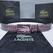 Lacoste Crocodile Pattern Leather Belt In Purple