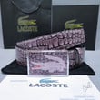 Lacoste Crocodile Pattern Leather Belt In Purple