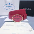 Prada Engraved Logo Buckle Leather Belt In Red