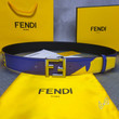 Fendi FF Logo Print Pattern Reversible Leather Belt In Blue