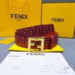 Fendi FF Logo Print Pattern Leather Belt In Red