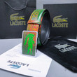 Lacoste Crocodile Pattern Leather Belt In Red And Green