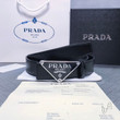 Prada Triangle Logo Buckle Belt Reversible Leather In Black