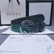 Gucci Reversible GG Leather Belt In Dark Green