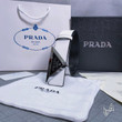 Prada Triangle Logo Buckle Belt Reversible Leather In White