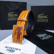 Lacoste Crocodile Pattern Leather Belt In Orange