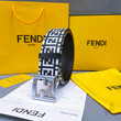 Fendi FF Logo Print Pattern Leather Belt In Black