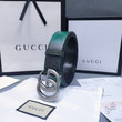 Gucci GG Belt With Double G Buckle Leather Belt In Green