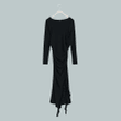 Long-Sleeved Black Dress With Figure-Hugging Fit And Front Slit