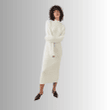 White Knitted Midi Dress with Turtleneck and Ribbed Quality