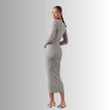 Grey Long-Sleeved Dress with Ribbed Quality
