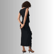 Black Sleeveless Midi Dress with Frill Details