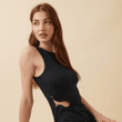 Sleek Sleeveless Black Maxi Dress with Cut-Out Details