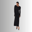 Soft Touch Long-Sleeved Maxi Dress in Black