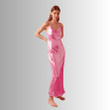 Shiny Maxi Dress with Cowl Neck in Begonia Pink
