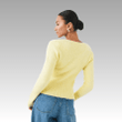 Yellow Rib-Knit Top with Square Neckline