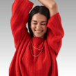 Red Boxy Fit Knitted Jumper with Round Neckline