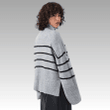 Grey Striped Knitted Sweater with Turtleneck