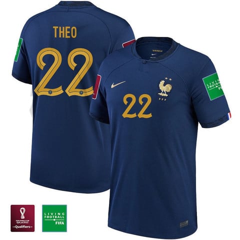 Theo Hernandez 22 France Men Home World Cup Patch Fan Version
