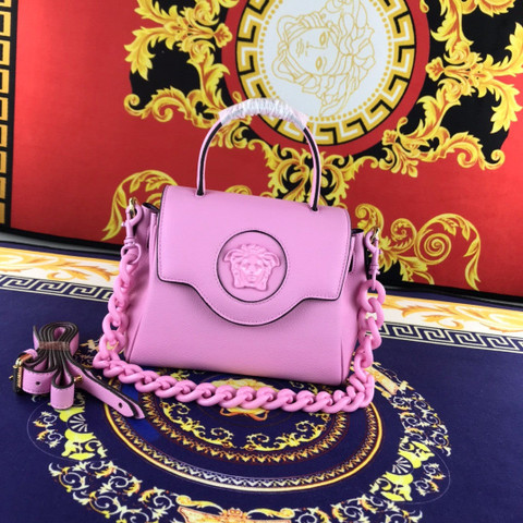 La Medusa Small Leather Tote in Pink - Versace
