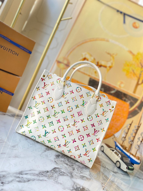 Louis Vuitton OnTheGo MM Tote Bag Colorful Monogram Embossed