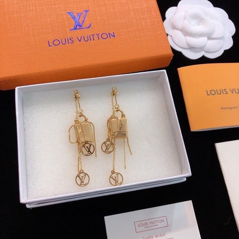 Louis Vuitton Lock Earrings Chain And Circle Logo - Praise To Heaven