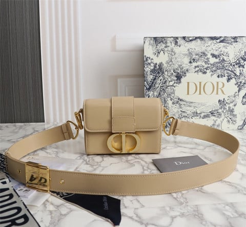 Christian Dior 30 Montaigne Mini Box Bag Leather In Yellow Cream - Praise  To Heaven