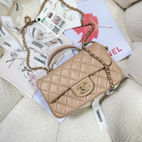 Chanel Mini Flap Bag with Top Handle AS4304 B13786 NQ334 , Beige, One Size
