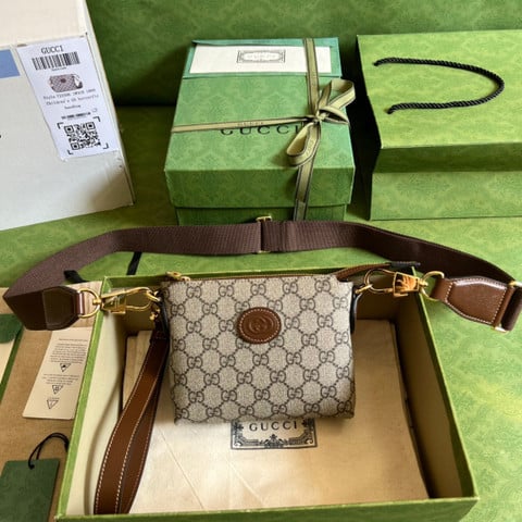Gucci Ophidia Messenger Bag Small GG Supreme Beige/Ebony