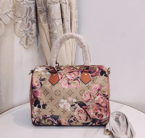 Louis Vuitton Speedy Bandouliere 25 Floral Pattern Gold in Coated  Canvas/Leather with Gold-tone - US