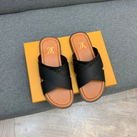 Louis Vuitton Monogram Cross Strap Slippers In Black And Brown - Praise To  Heaven