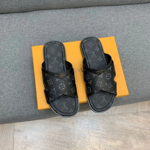 lv slippers black
