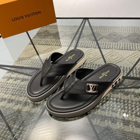 Louis Vuitton Mirabeau Thong Sandals In Black And White - Praise To Heaven