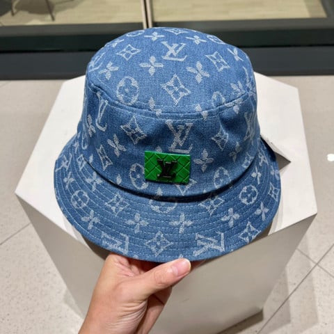 Louis Vuitton Denim Monogram Bucket Hat In Light Blue - Praise To