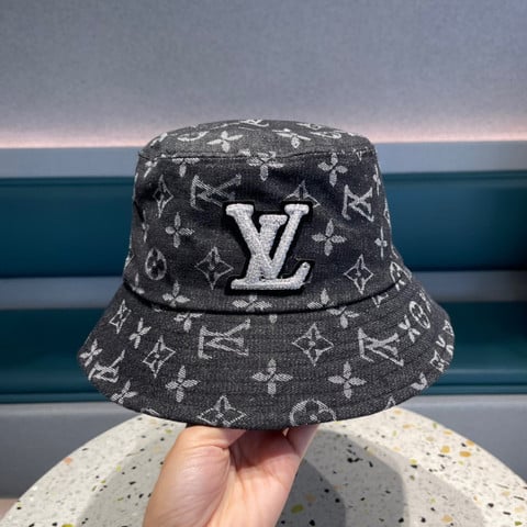 Louis Vuitton Monogram Essential Embroidery LV Initial Bucket Hat