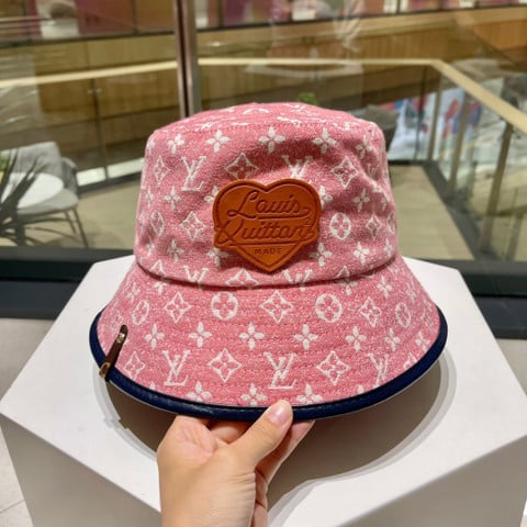Louis Vuitton Heart Patch Emblazoned Pink Monogram Bucket Hat