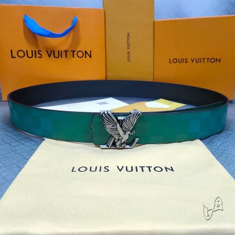 Louis Vuitton LV Dove Damier Pattern Belt In Green - Praise To Heaven