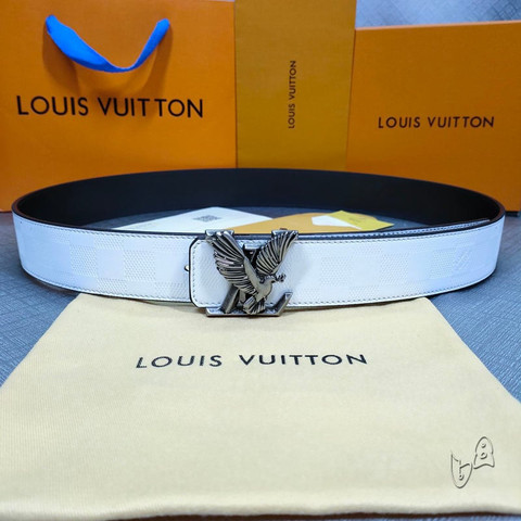 Louis Vuitton LV Dove Damier Pattern Belt In White - Praise To Heaven