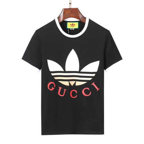 Adidas x Gucci Trefoil Print Basic Cotton T-Shirt - Black