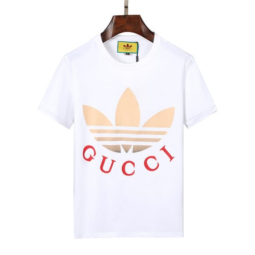 Adidas x Gucci Trefoil Print Basic Cotton T-Shirt - White