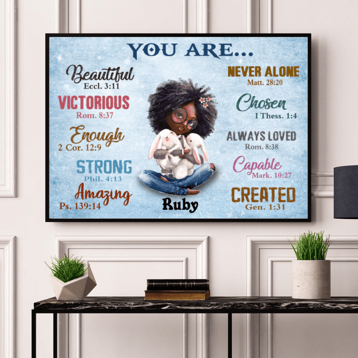 Wall Art Canvas Prints Poster Little Black Girl You Are Beautiful PT006