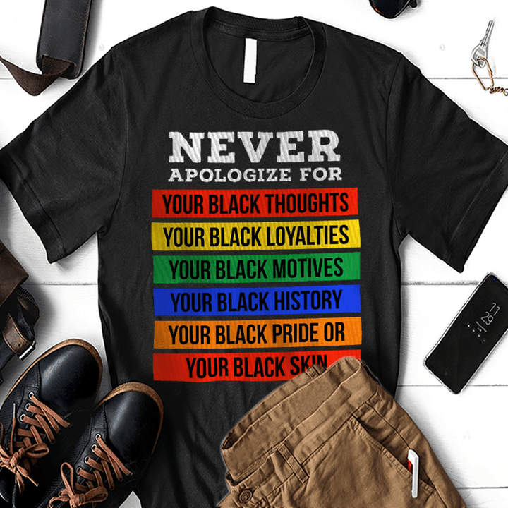 Black Never Apologize For Your Blackness - Black History Shirt Hoodie AP072