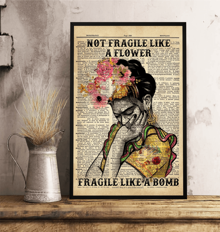 Canvas Frida Not Fragile Like A Flower Poster