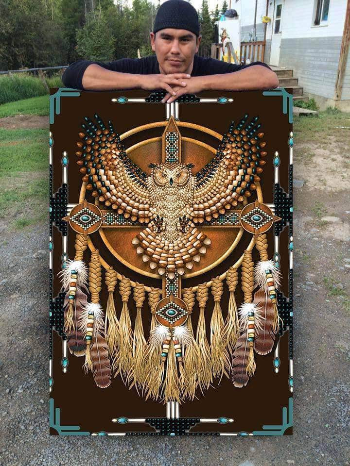 Poster Canvas Native Peace Love Life Special 6 - Vertical Poster Canvas - Owls Matrix