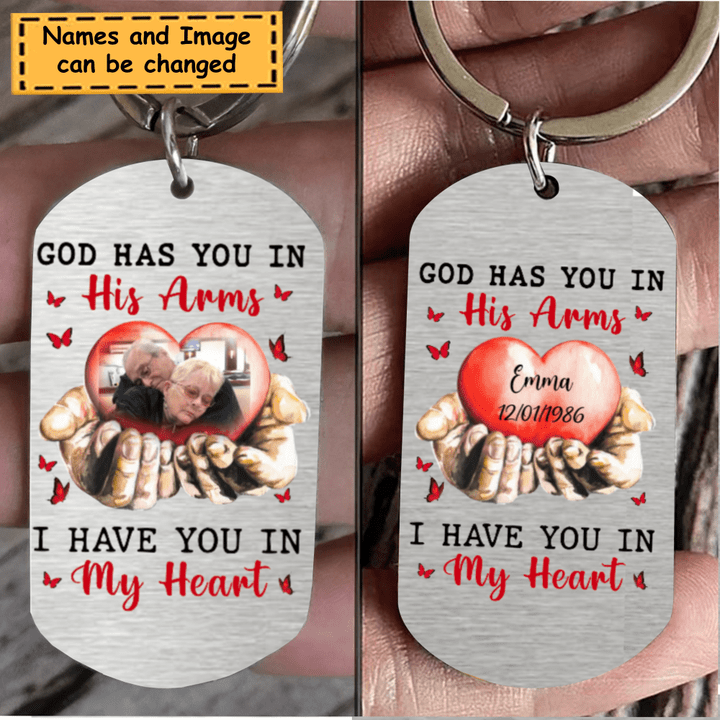 I Have You In My Heart Memorial Personalized Steel Keychain KC018