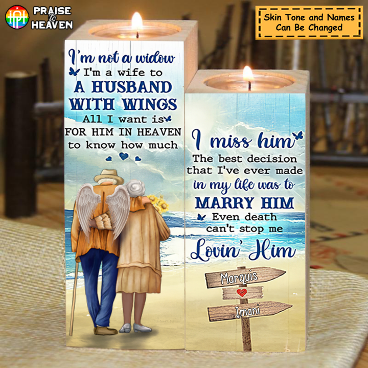 I Miss My Husband Personalized Memorial Valentine Candle Holder CAH003