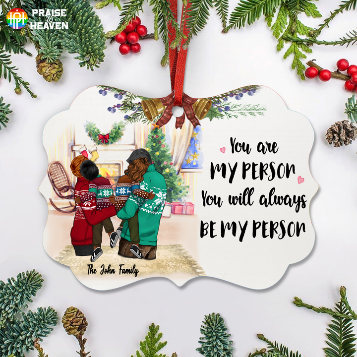 Hugging Family Personalized Christmas Ornament OR0245