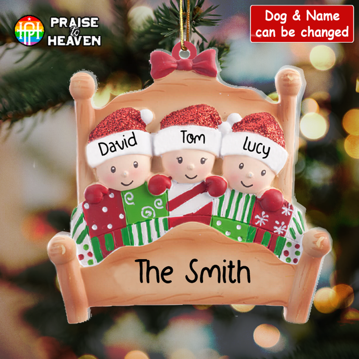 Family In Bed Cut Shape Christmas Ornament OR0288