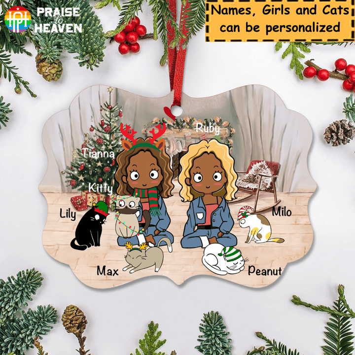 Besties and Cats Christmas Personalized Ornament OR0029